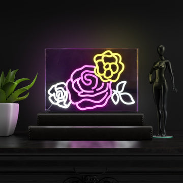 Crowd Of Roses Contemporary Glam Acrylic Box USB Operated LED Neon Light - JONATHAN Y